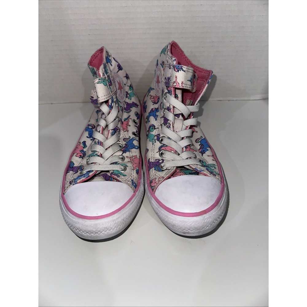 Converse Youth CTAS 1V HI Pink Unicorn Sneakers A01673F Girls Size 3